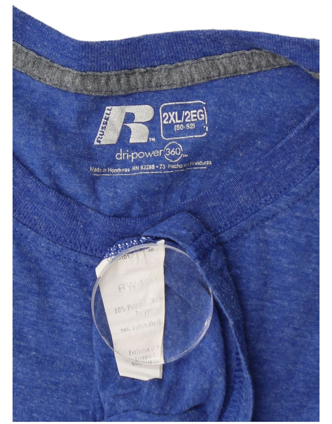 RUSSELL ATHLETIC Bărbați Dri-Power Tricou Top UK 50/52 2XL Albastru Poliester