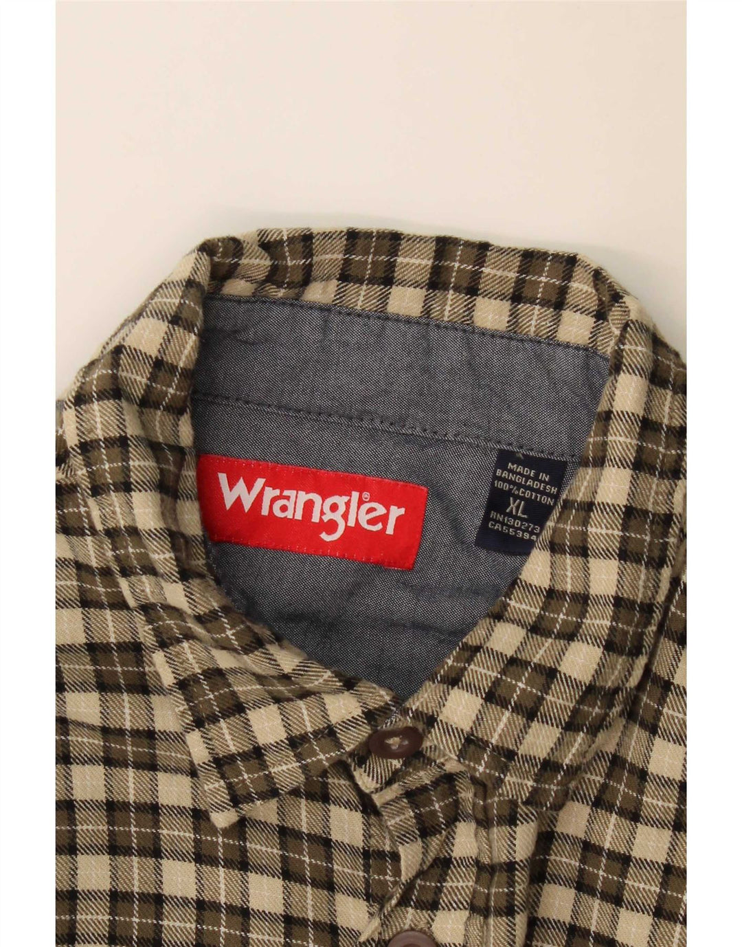 Cămașă de flanel pentru bărbați Wrangler XL, bumbac cu carouri kaki