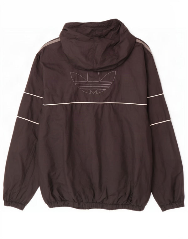 Jachetă de ploaie cu glugă grafică Adidas pentru bărbați UK 42 XL poliester negru