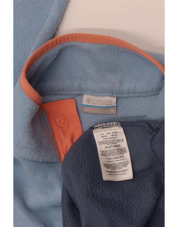 Pulover Columbia pentru bărbați, cu gât cu nasturi, fleece, albastru mediu, poliester bloc de culoare