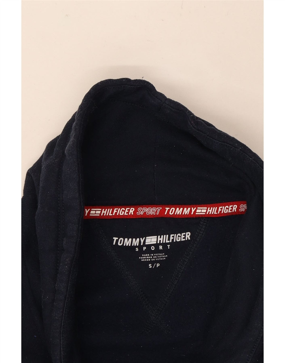 TOMMY HILFIGER Womens Oversized Sweatshirt Jumper UK 10 Small Navy Blue Vintage Tommy Hilfiger and Second-Hand Tommy Hilfiger from Messina Hembry 