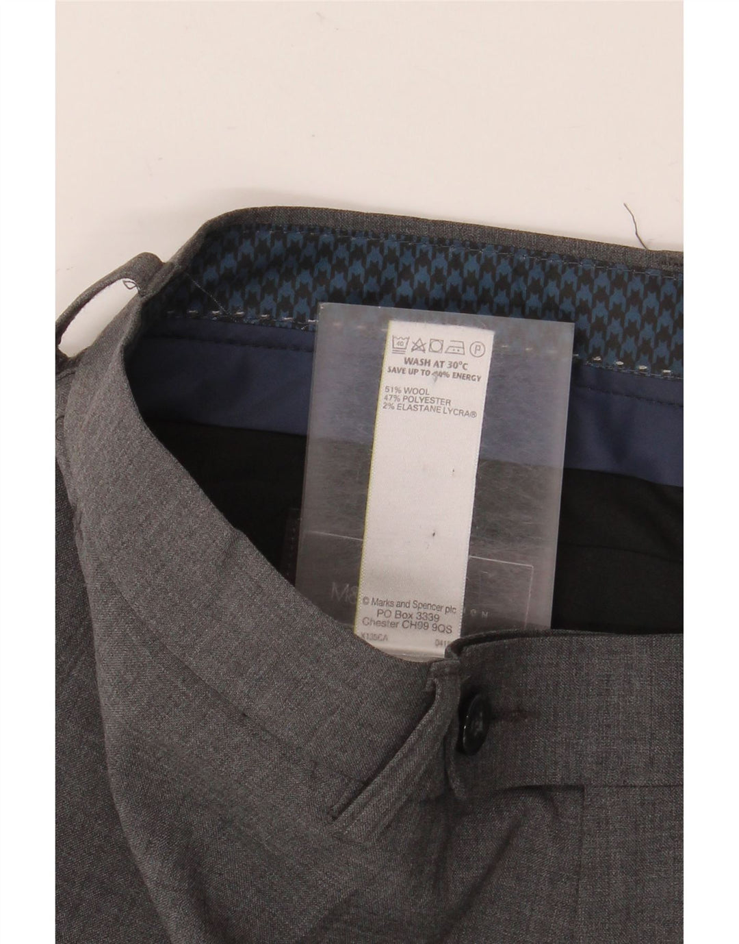 Marks & Spencer Pantaloni de costum slim, croiți, pentru bărbați, L32 L33, lână gri