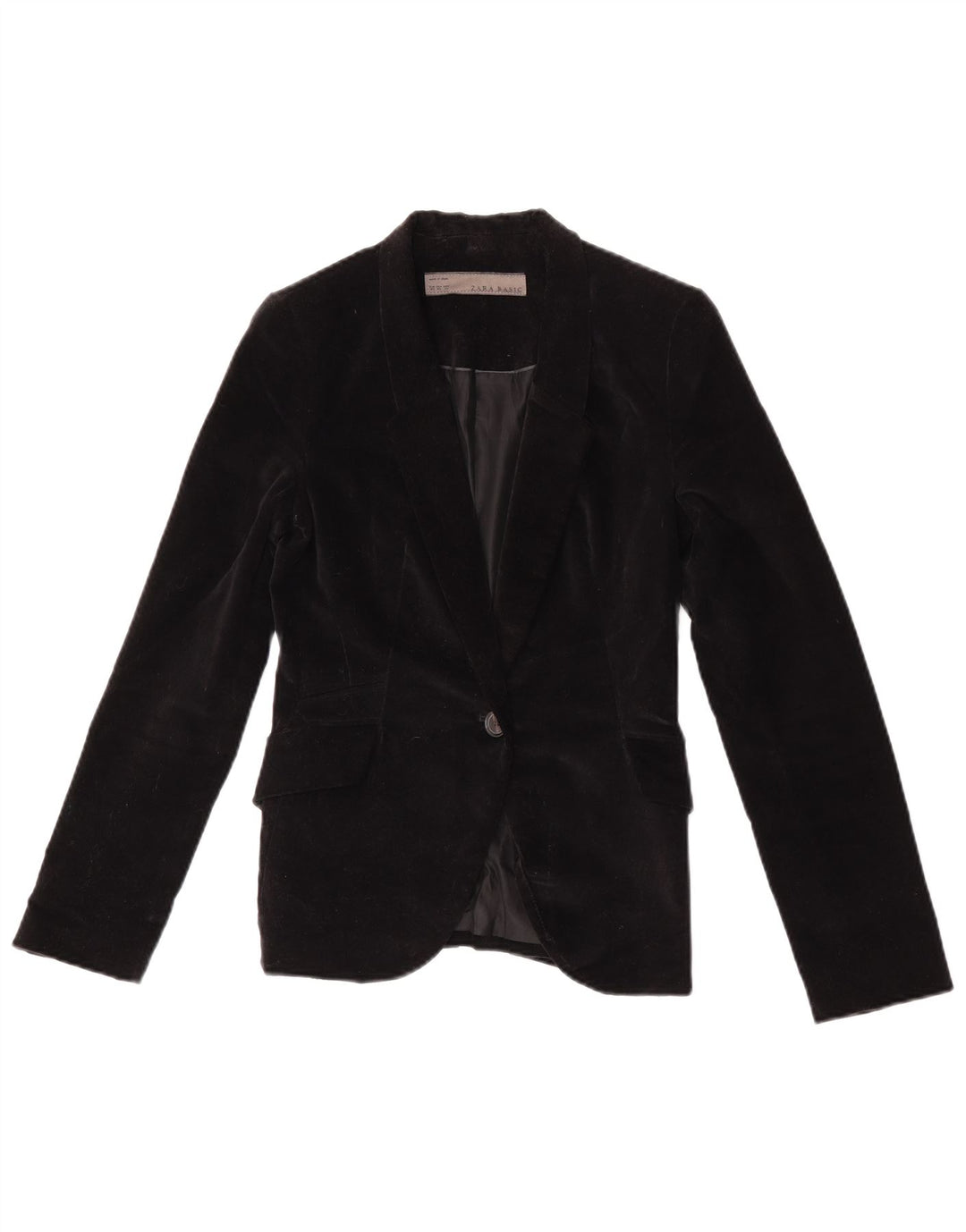 Jachetă pentru femei Zara cu 1 nasture din catifea UK 6 XS Negru