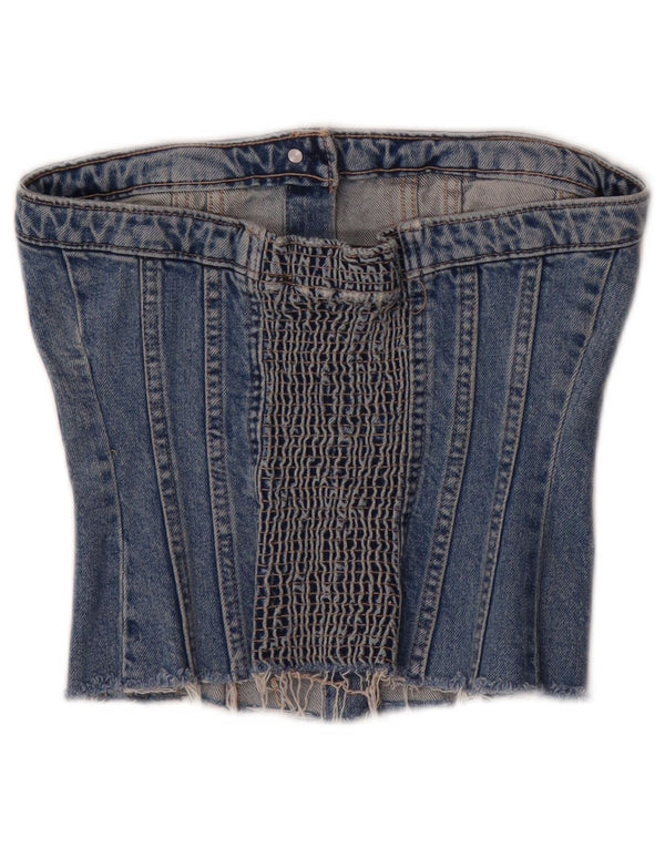 Top corset din denim fără bretele Zara UK 8 Bumbac albastru mic
