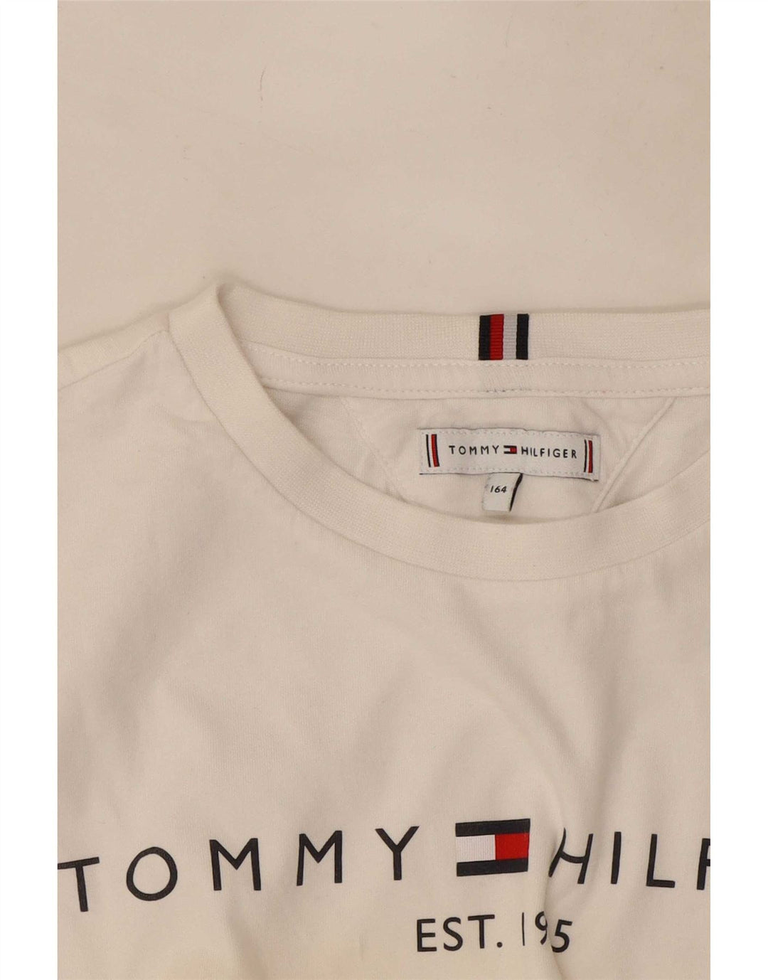 Top grafic pentru băieți Tommy Hilfiger cu mânecă lungă 13-14 ani, alb