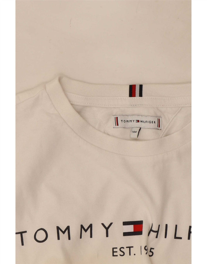 Top grafic pentru băieți Tommy Hilfiger cu mânecă lungă 13-14 ani, alb