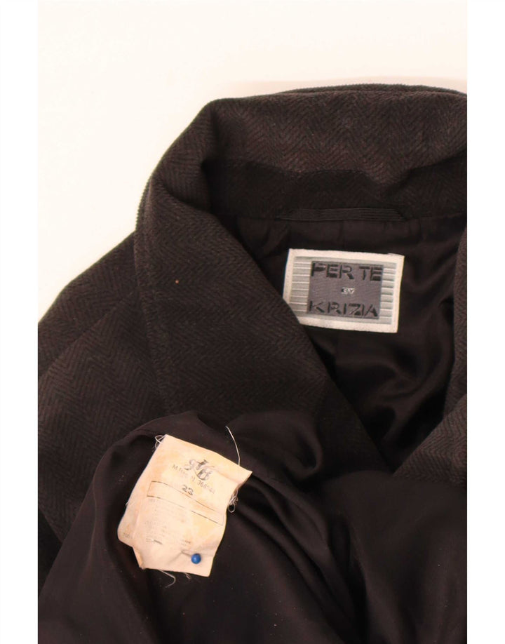 Jachetă Blazer pentru femei Perte by Krizia, cu 3 nasturi, UK 18 XL, bumbac negru