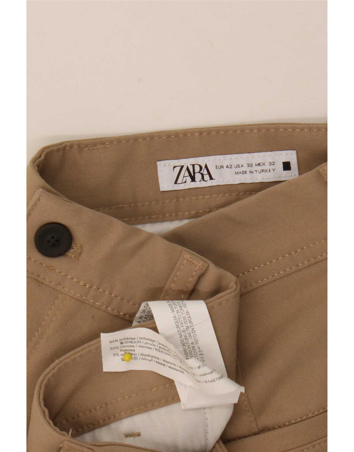 Pantaloni chino slim pentru bărbați Zara EU 42 Large W32 L28 Bej Poliester