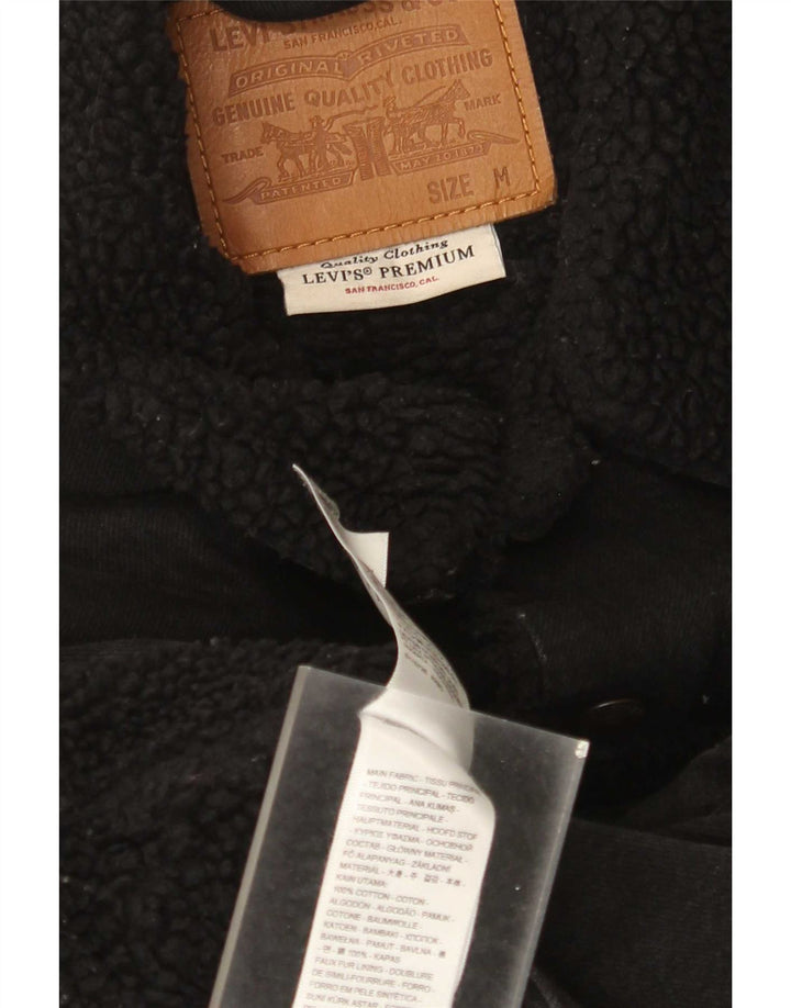 Jachetă de blugi Sherpa pentru bărbați Levi's UK 38, bumbac mediu negru