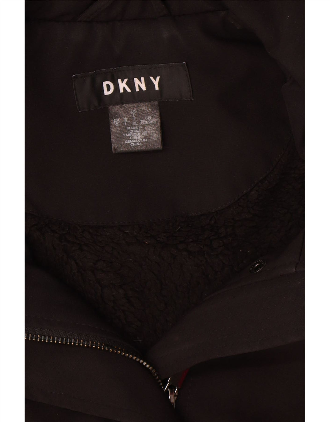 Pardesiu Sherpa pentru femei Dkny UK 16, mare, negru, poliester