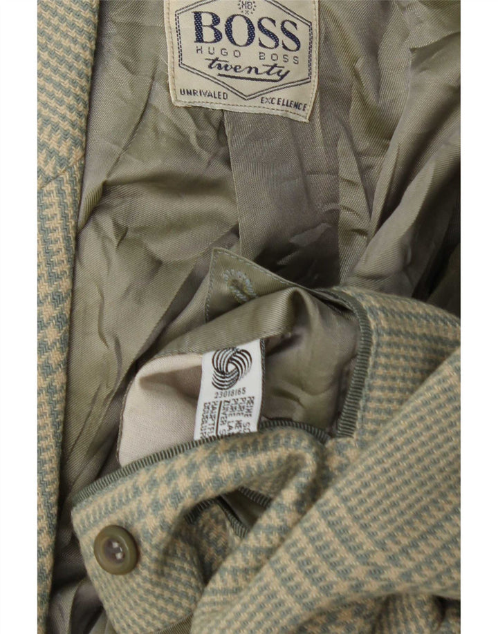 Jachetă blazer pentru bărbați Hugo Boss, cu 2 nasturi, UK 38, lână verde medie cu carouri