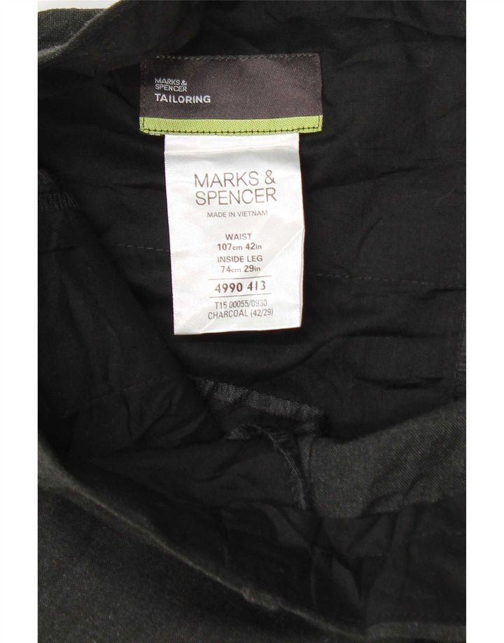 Pantaloni de costum conici pentru bărbați Marks & Spencer L42 L29 Poliester gri