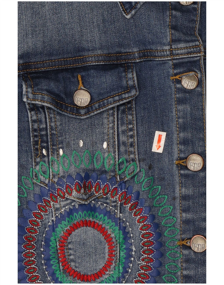 Jachetă Desigual Graphic Crop Denim EU 42 Poliester albastru mare
