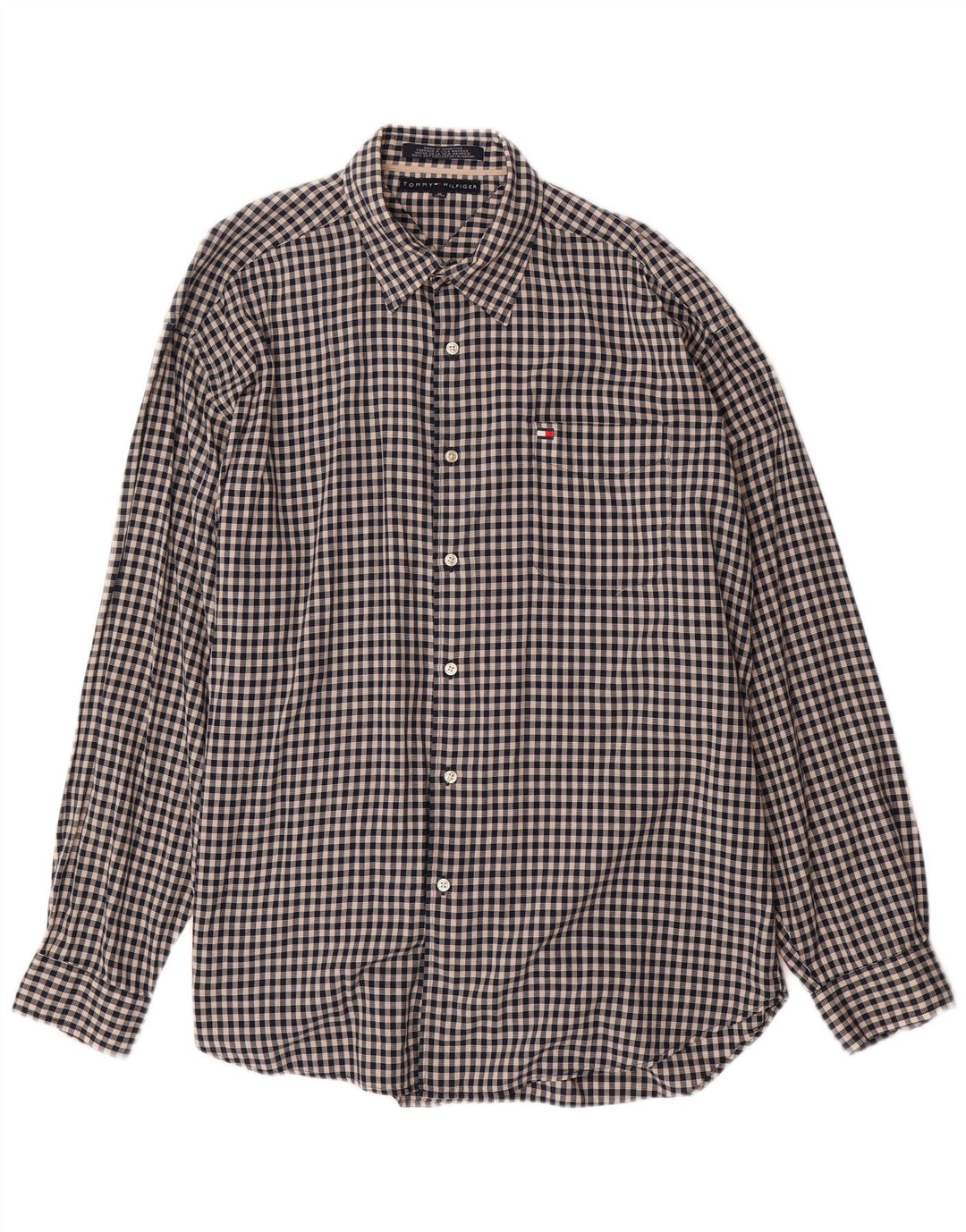 Cămașă pentru bărbați TOMMY HILFIGER XL, bumbac negru cu carouri