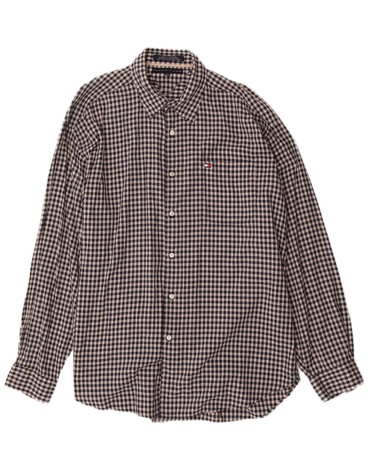 Cămașă pentru bărbați TOMMY HILFIGER XL, bumbac negru cu carouri