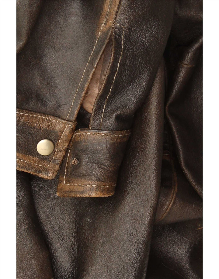 Geacă de piele vintage pentru bărbați IT 48 maro mediu