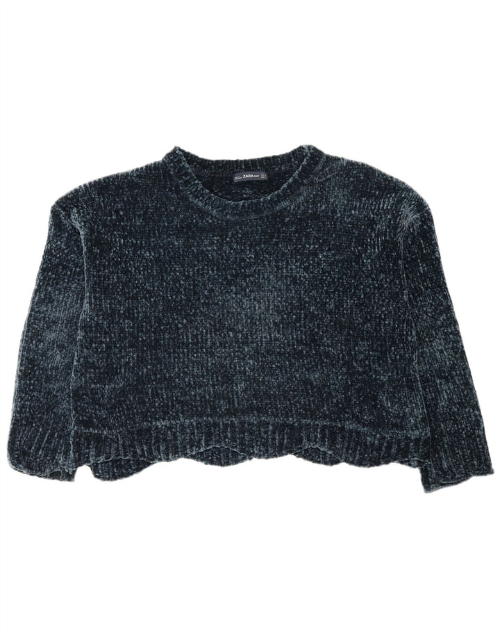 Pulover supradimensionat pentru femei Zara cu decolteu triplu UK 14 Medium Bleumarin