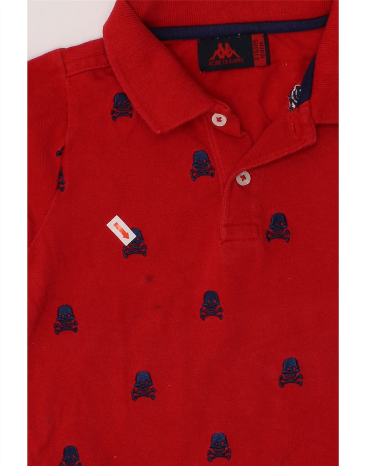 KAPPA Boys Graphic Polo Shirt 3-4 Years Red Cotton Vintage Kappa and Second-Hand Kappa from Messina Hembry 
