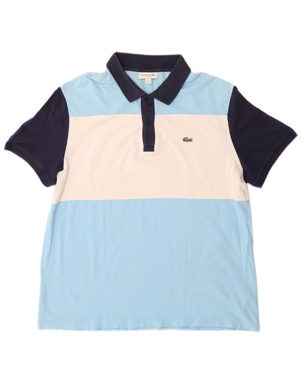 Tricou polo pentru bărbați Lacoste Slim Fit Mărimea 7 2XL Bumbac color bloc albastru