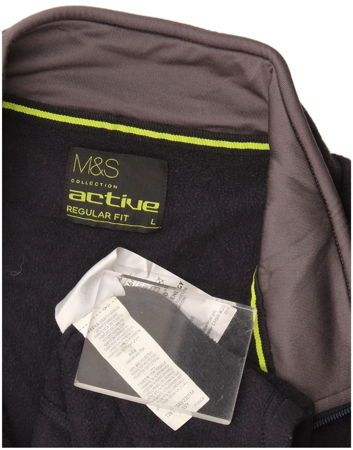 Jachetă fleece pentru bărbați Marks & Spencer, cu ajustare normală, UK 40, mare, bleumarin