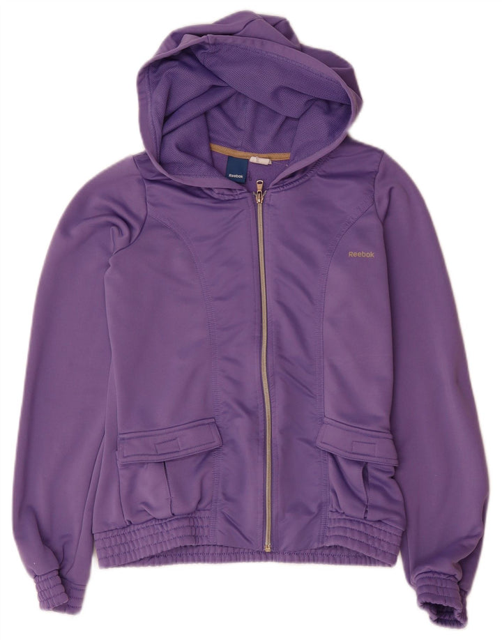 Pulover Reebok pentru femei, cu fermoar, cu capota, UK 12 Poliester violet mediu