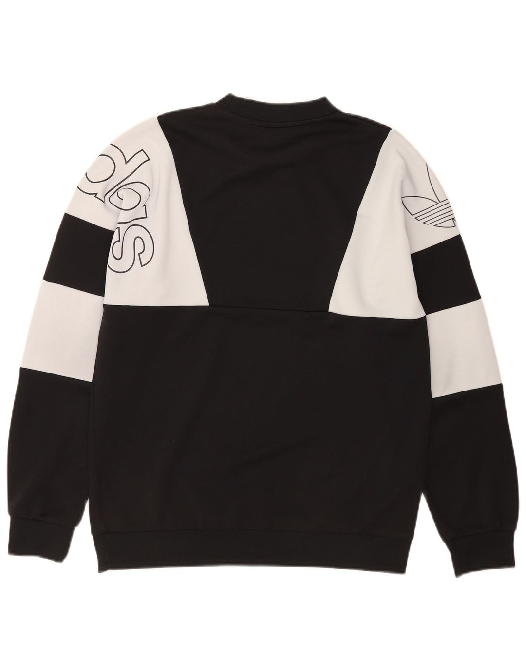 Hanorac grafic pentru bărbați Adidas Pulover mediu negru poliester color bloc
