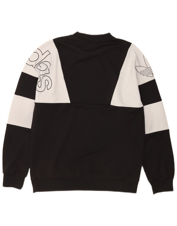 Hanorac grafic pentru bărbați Adidas Pulover mediu negru poliester color bloc