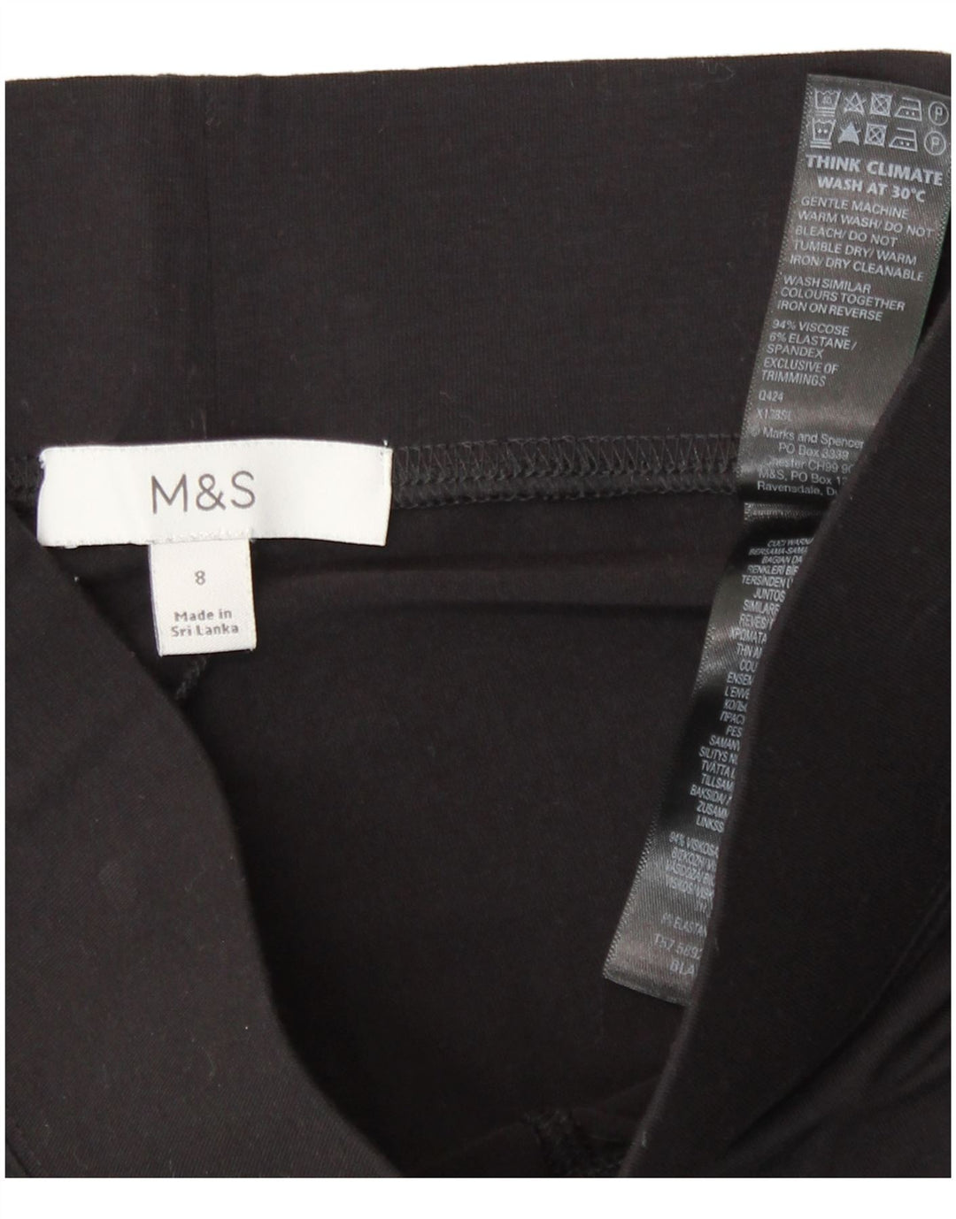 Leggings crop pentru femei Marks & Spencer UK 8 Small Black Viscose