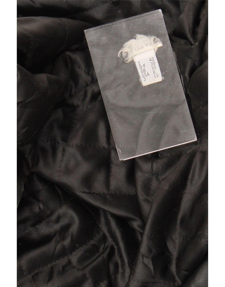 Jachetă de piele supradimensionată pentru femei VINTAGE UK 10 Small Black