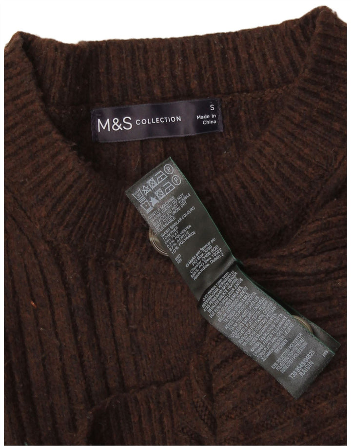 Marks & Spencer Pulover Crop Cardigan pentru femei UK 10 Poliester maro mic