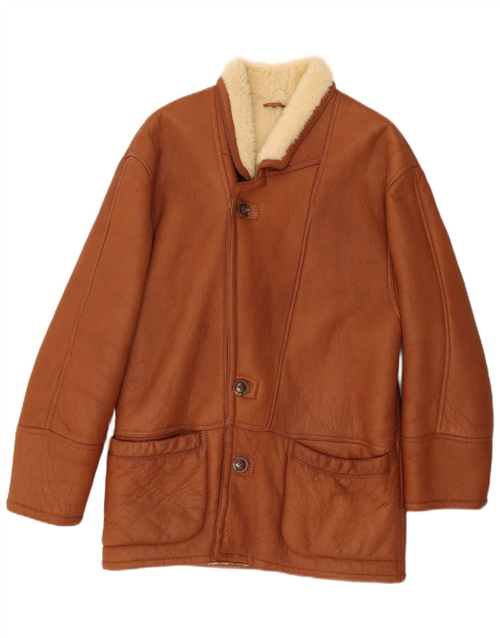 Jachetă din shearling pentru bărbați VINTAGE IT 52 XL maro din shearling