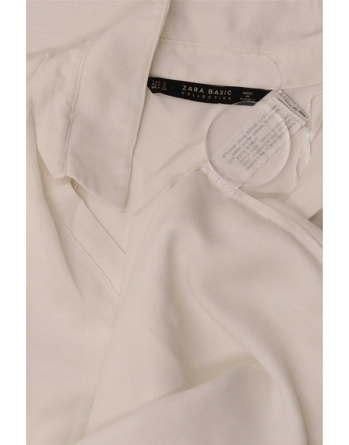 Bluză cămașă pentru femei Zara UK 10 Small White Viscose