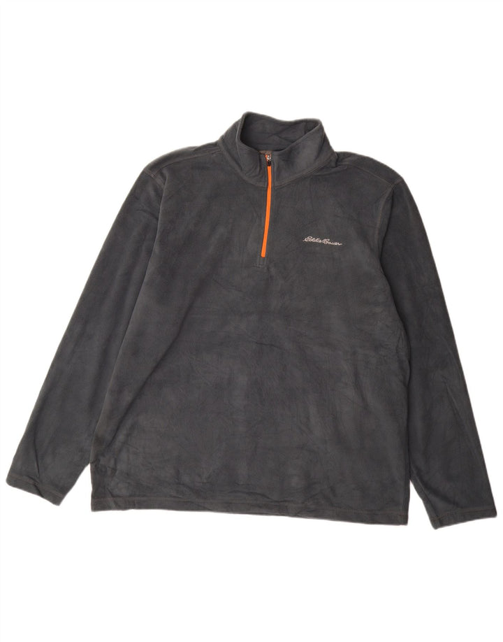 Pulover pentru bărbați Eddie Bauer, cu fermoar și gât, poliester gri XL