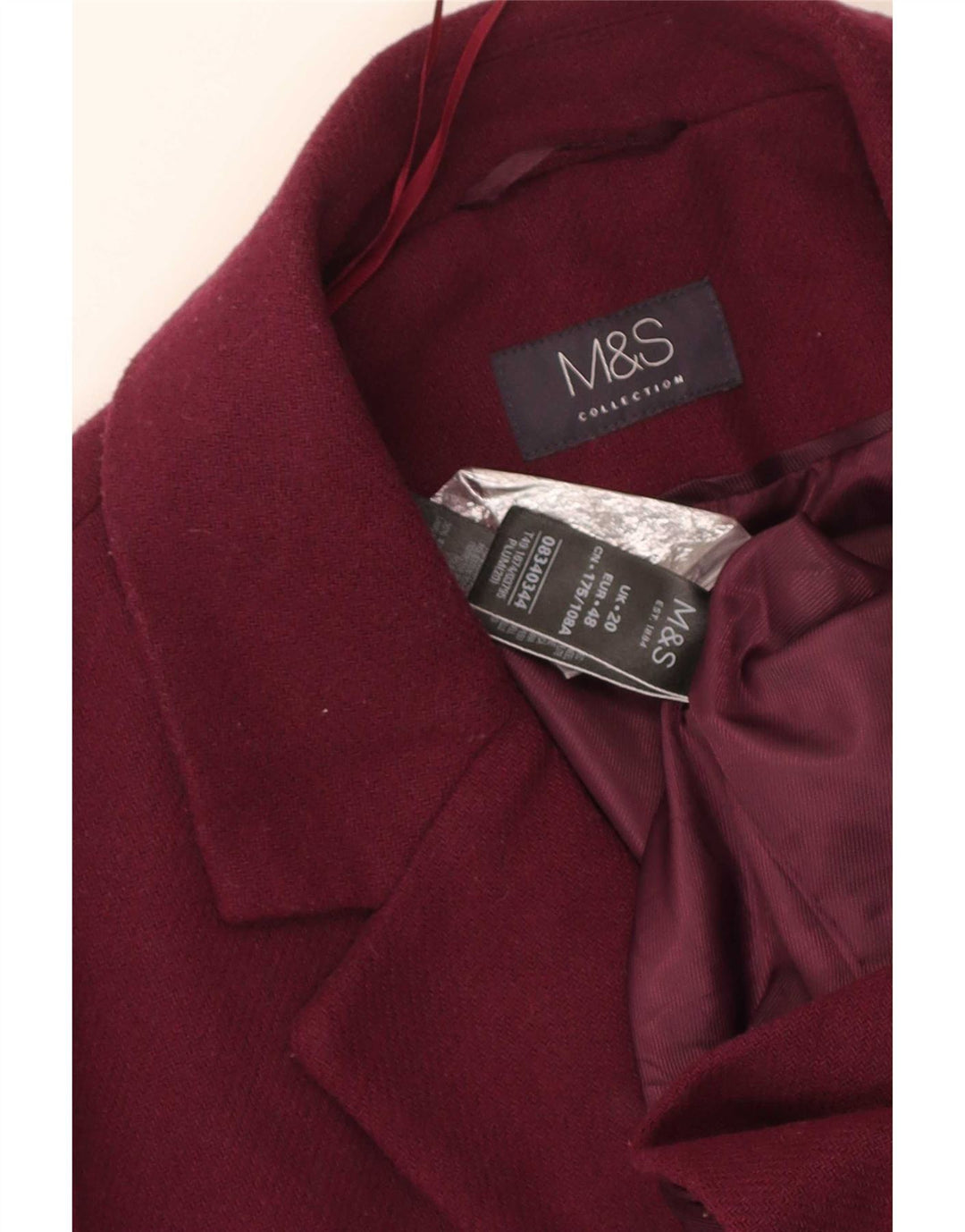 Palton pentru femei Marks & Spencer UK 20 2XL Bordeaux Poliester