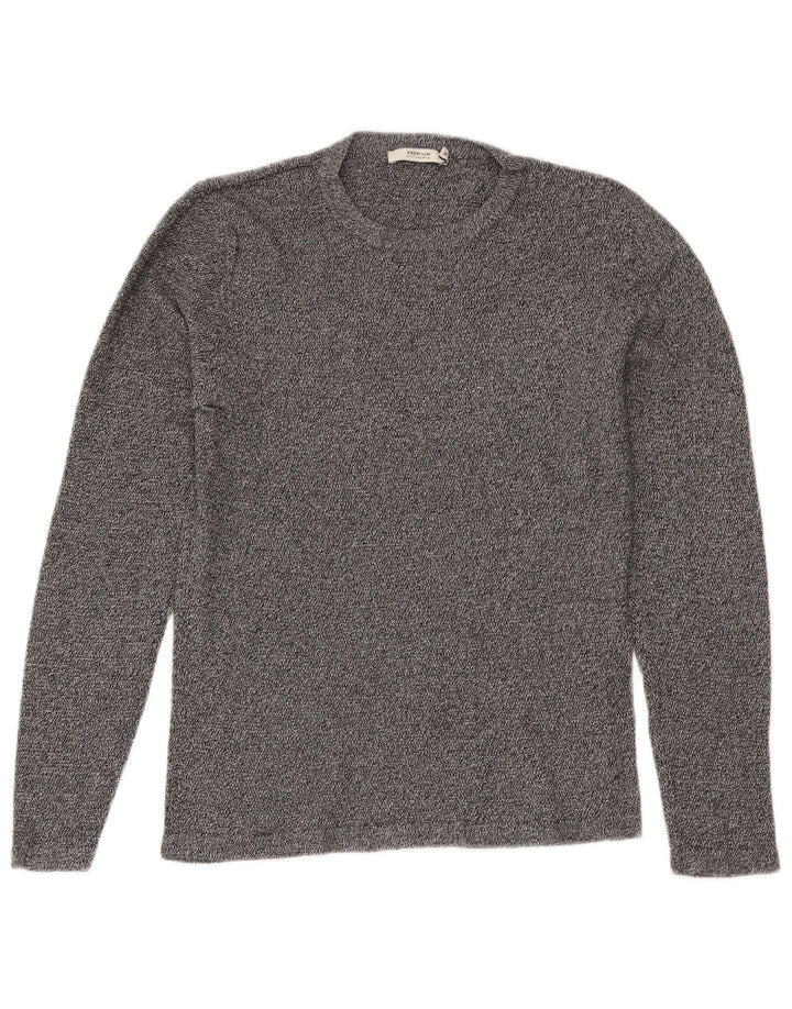 Pulover Jack & Jones pentru bărbați cu gât roșu, bumbac cu pete, gri mediu