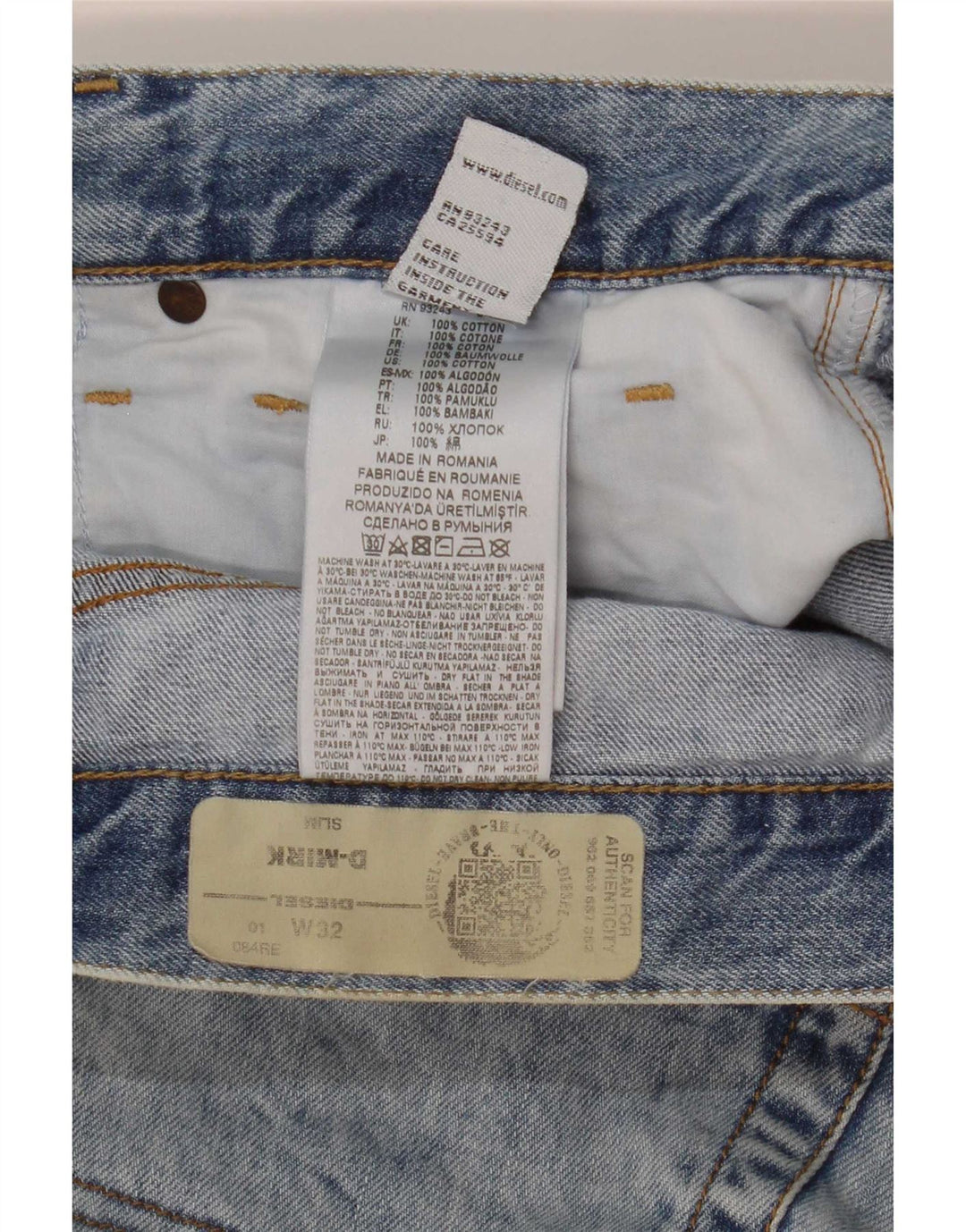 Pantaloni scurți din denim subțire D-Mirk pentru bărbați Diesel W32 bumbac albastru mediu
