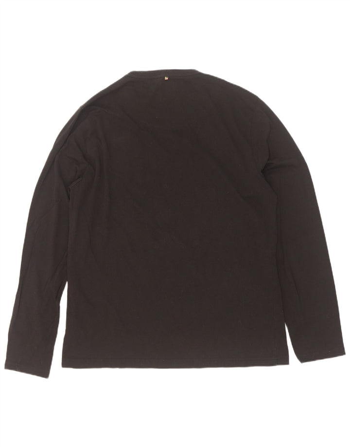 Pretty Green Top grafic pentru bărbați cu mânecă lungă, mare, negru, bumbac