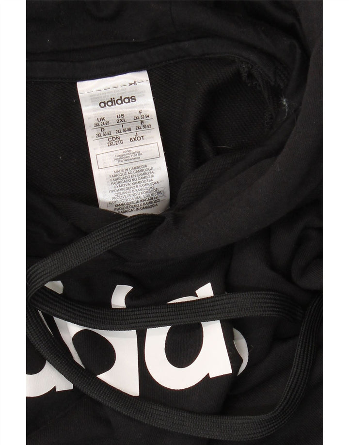 ADIDAS Pulover cu glugă grafic pentru femei UK 24/26 2XL bumbac negru