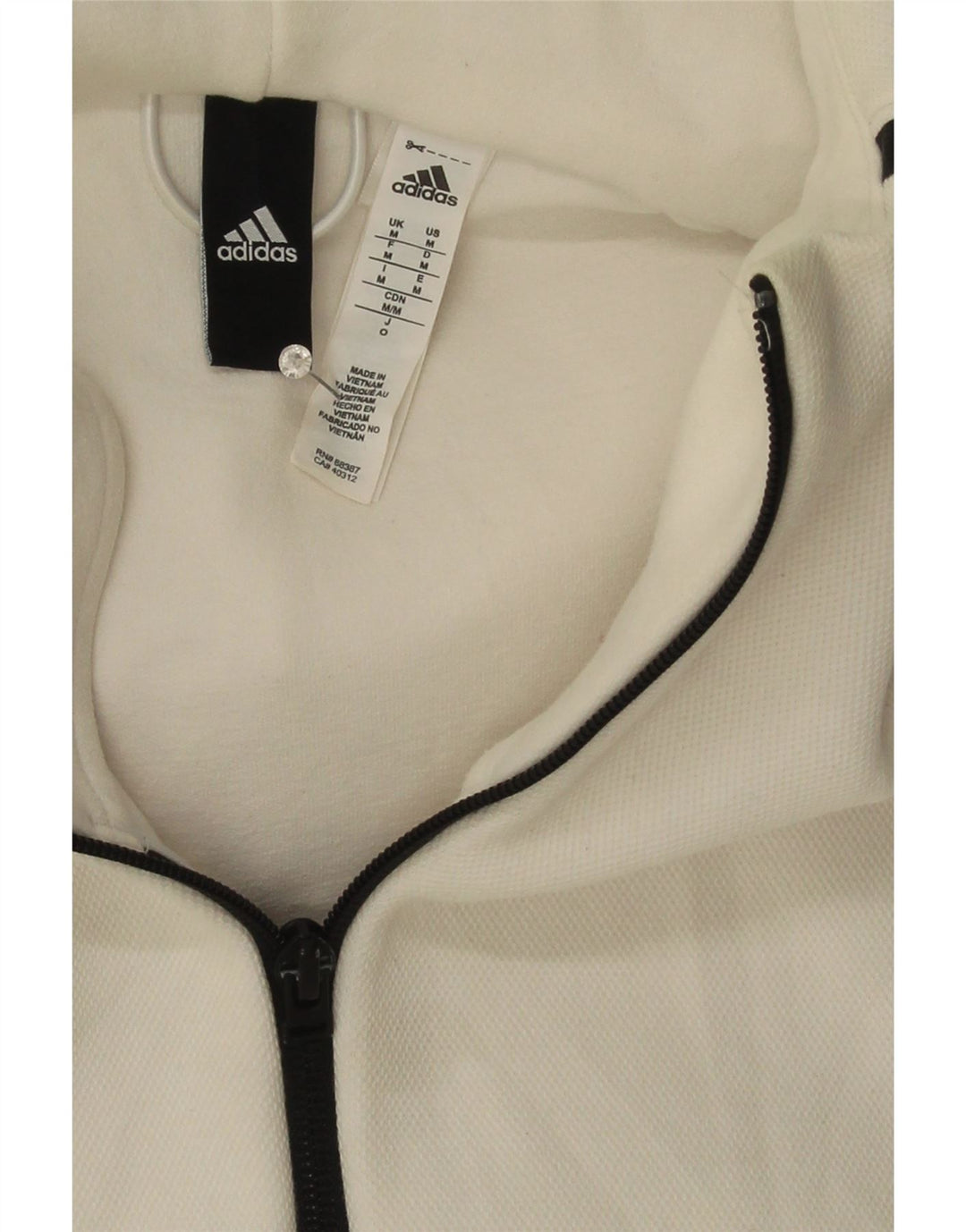 Pulover ADIDAS pentru bărbați, cu fermoar, bumbac alb mediu