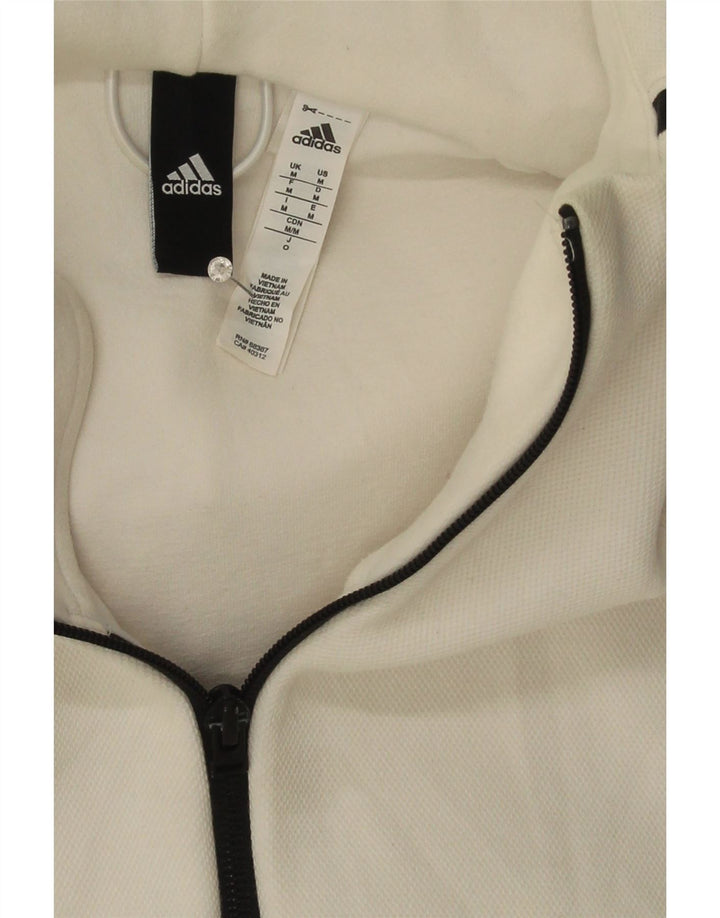 Pulover ADIDAS pentru bărbați, cu fermoar, bumbac alb mediu