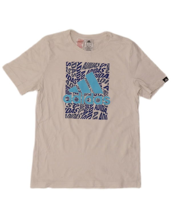 Tricou grafic Adidas pentru baieti Top 13-14 ani bumbac alb