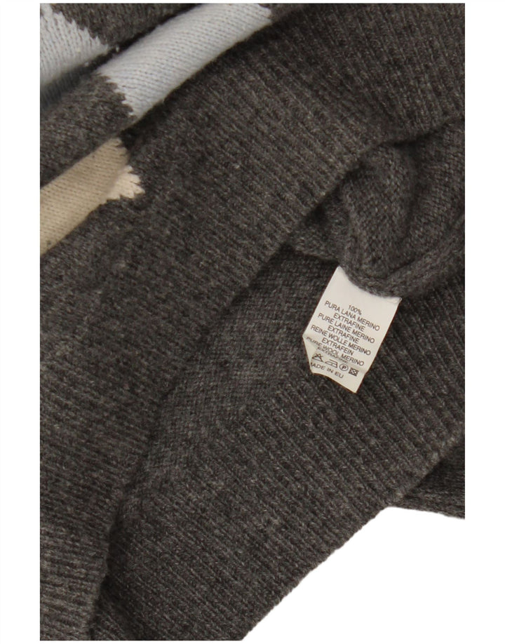 Pulover VINTAGE pentru femei cu decolteu triplu UK 14 Gri mediu Argyle/Diamond