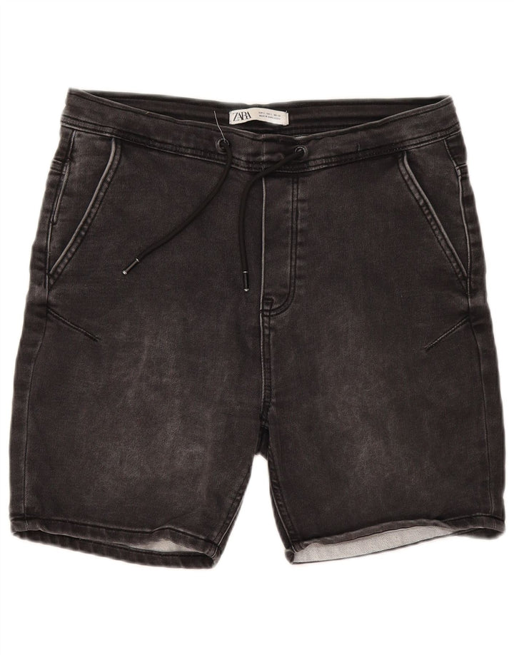 Pantaloni scurți din denim pentru femei Zara, mari W32, bumbac gri