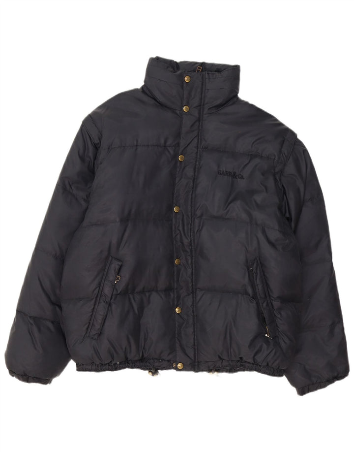 Jachetă căptușită cu glugă vintage pentru bărbați UK 40, mare, negru, nailon