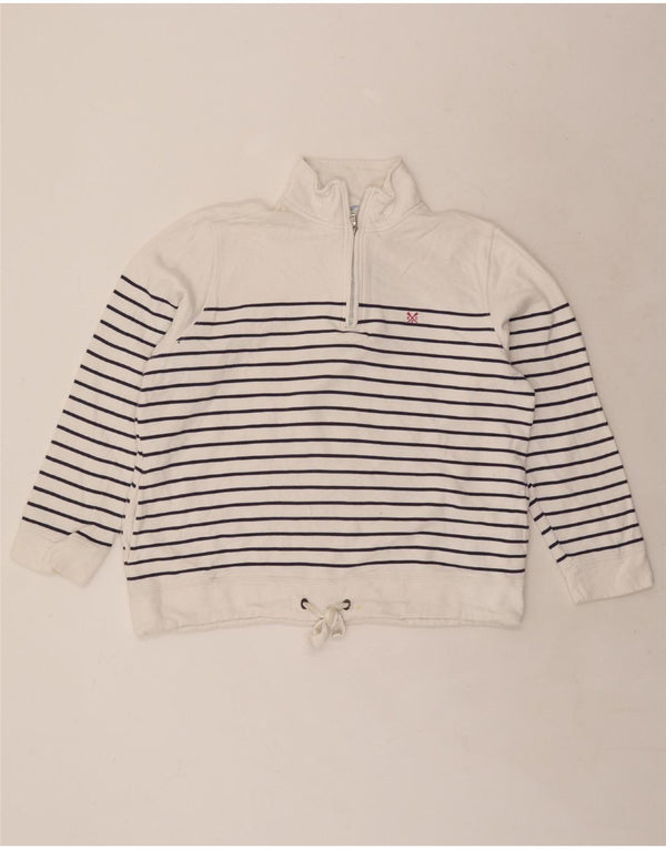 CREW CLOTHING Hanorac pentru femei cu fermoar și gât Pulover UK 14, mare, cu dungi albe