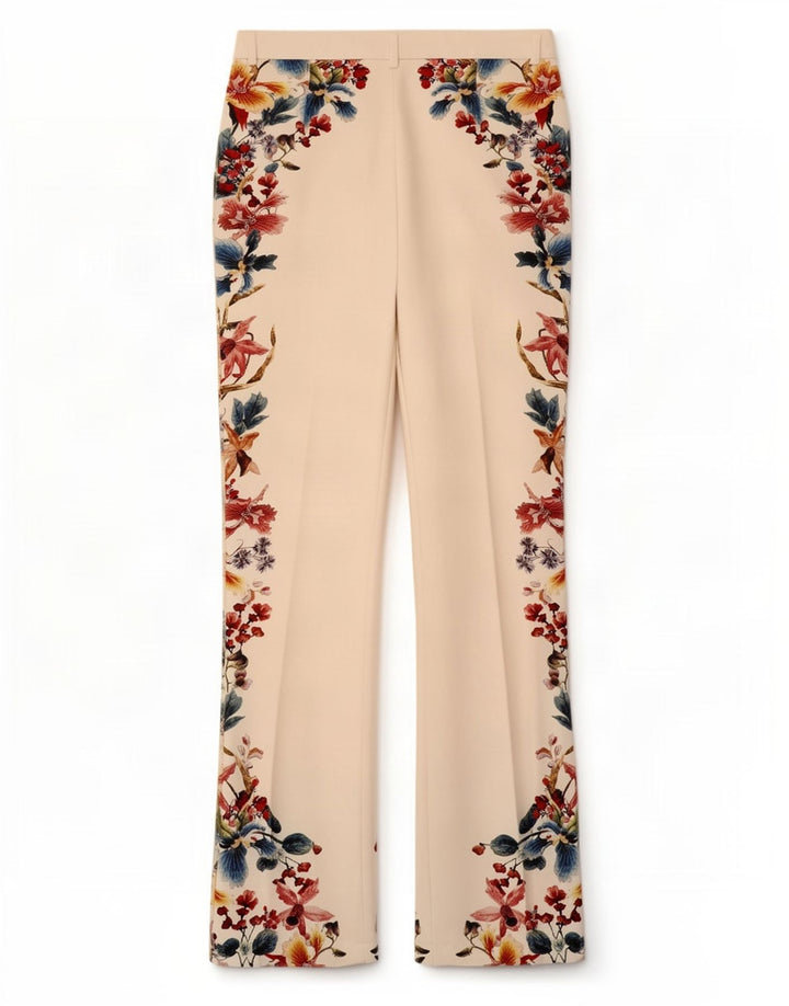 Pantaloni casual pentru femei Bootcut Zara Mediu L28 L32 Poliester Floral Alb