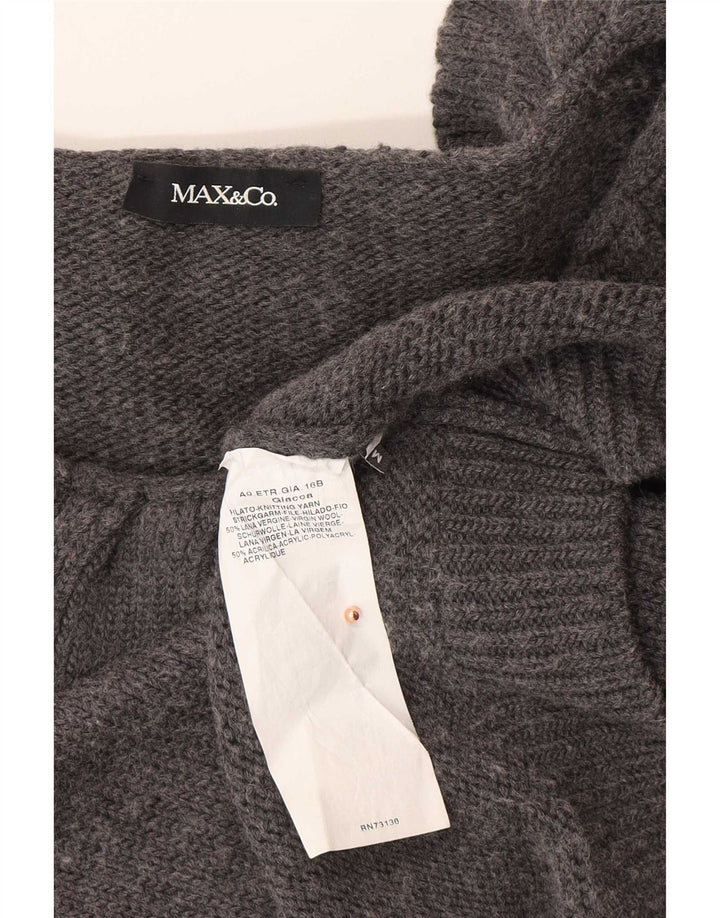 Max & Co. Pulover Crop Cardigan pentru femei UK 12 Medium Gri Lână