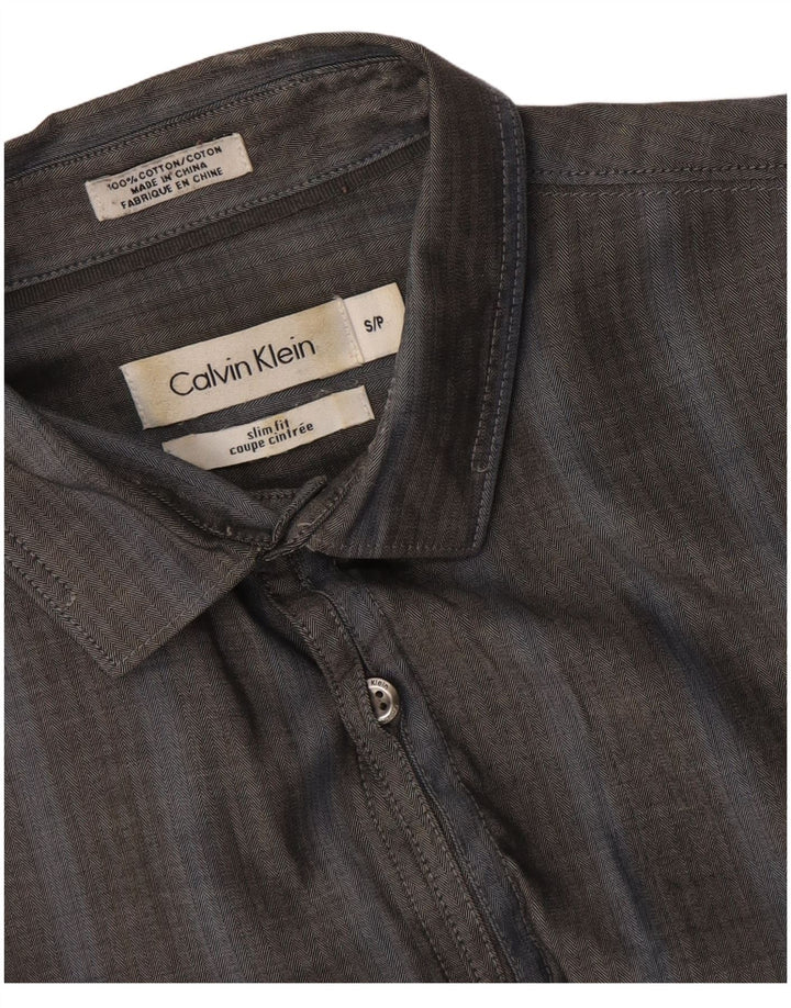 Cămașă Slim Fit Calvin Klein pentru bărbați, bumbac, gri, în spinare