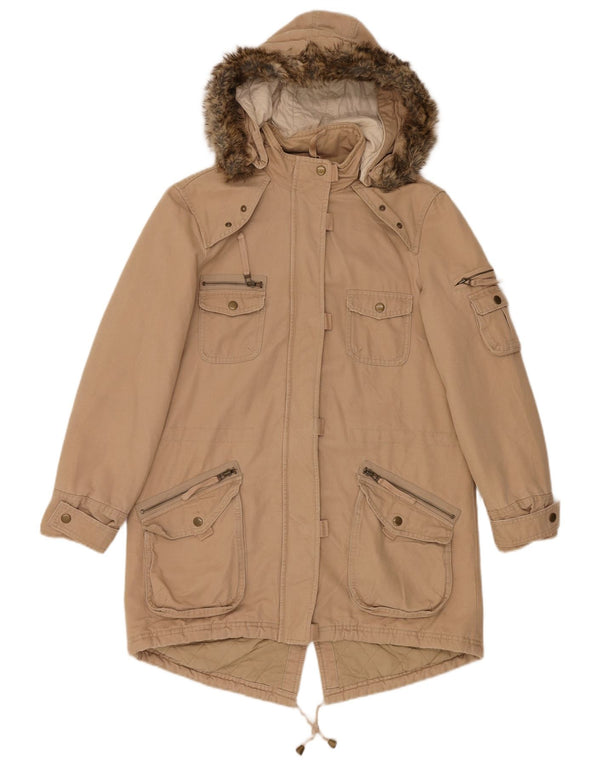 Jachetă parka supradimensionată cu glugă pentru femei Marks & Spencer UK 10 Mic Bej