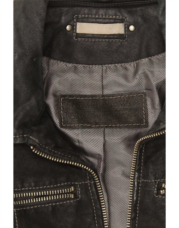 Jachetă vintage de piele intoarsa pentru femei UK 10 Mica, neagra